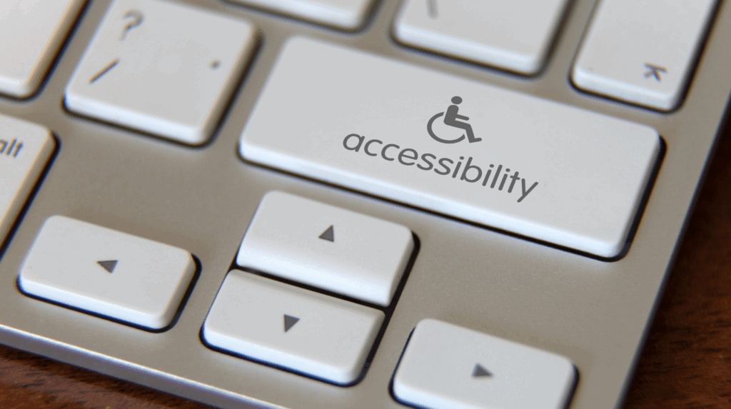 Keyboard key labelled 'accessibility' with a wheelchair icon.